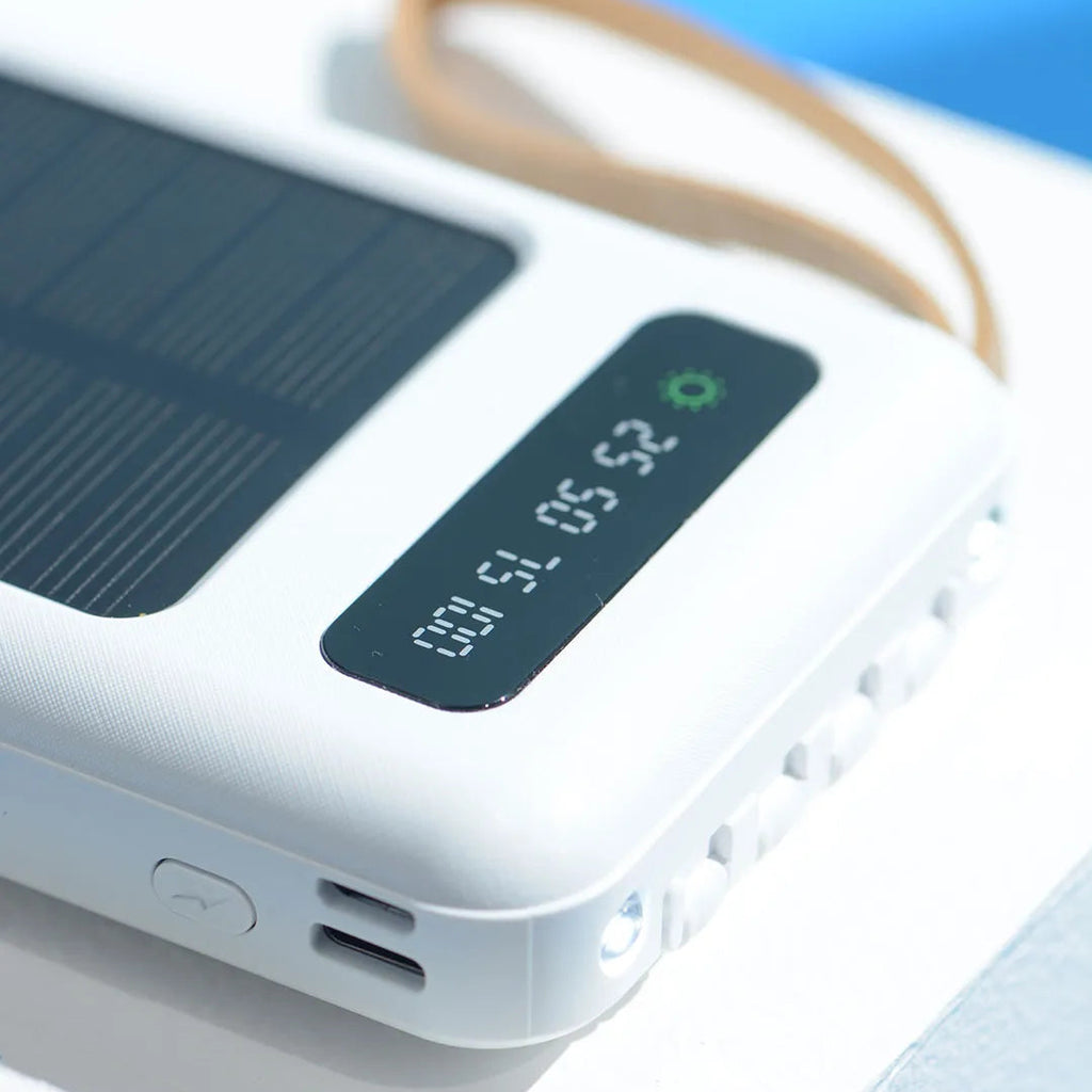 Cargador Solar Portátil Dual con Linterna LED – Power Bank para Exterior