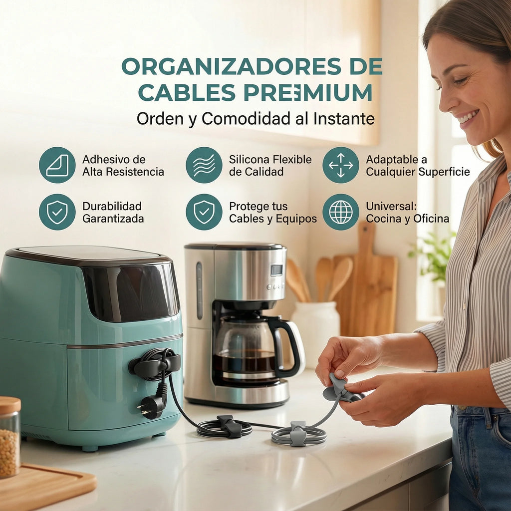 ORGANIZADOR DE CABLES SET X 6 UNIDADES