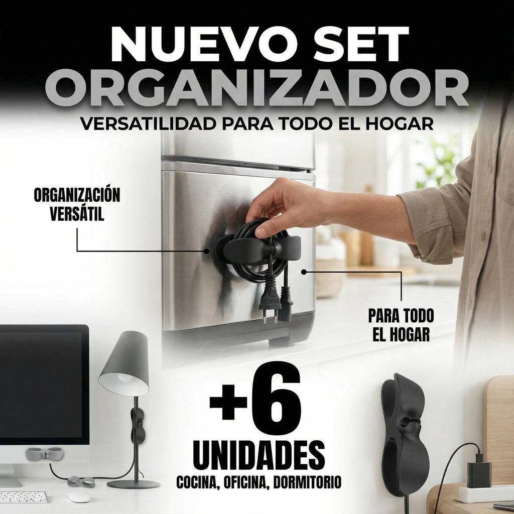 ORGANIZADOR DE CABLES SET X 6 UNIDADES
