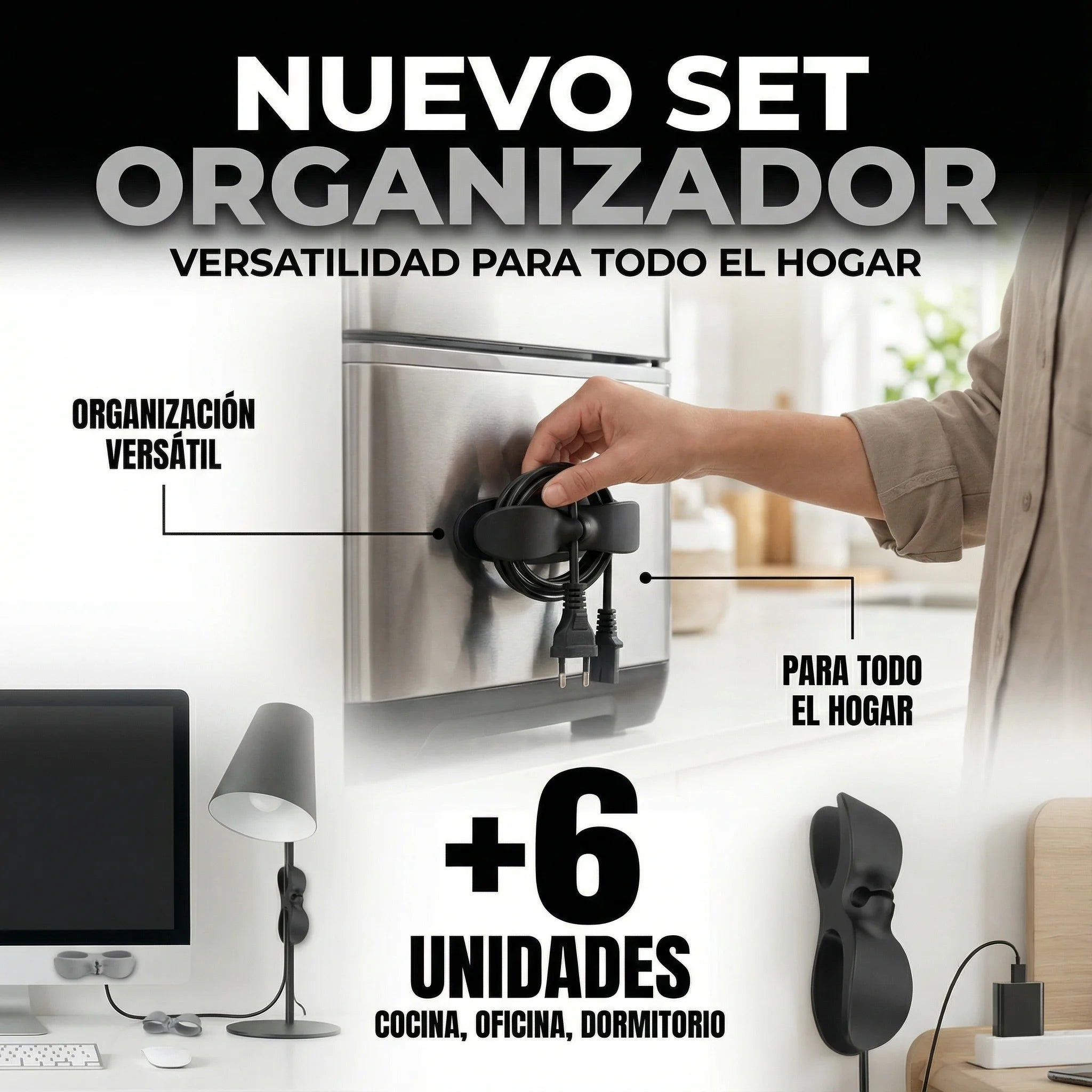 ORGANIZADOR DE CABLES SET X 6 UNIDADES