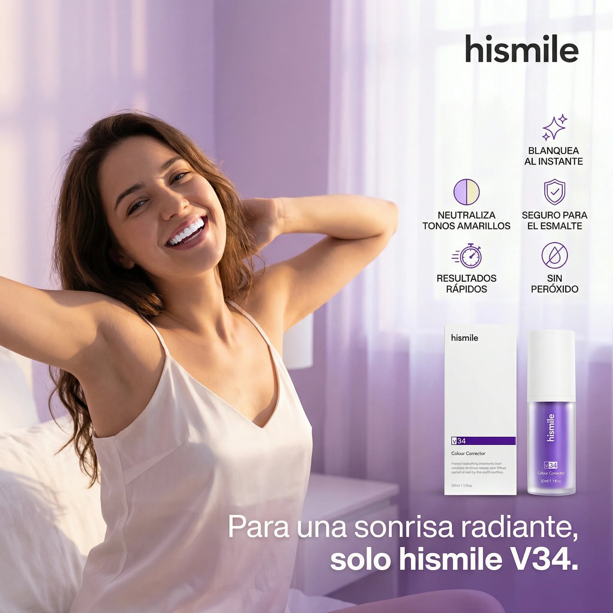 Pasta Dental Blanqueadora Hi-Smile V34 + Cepillo Dental