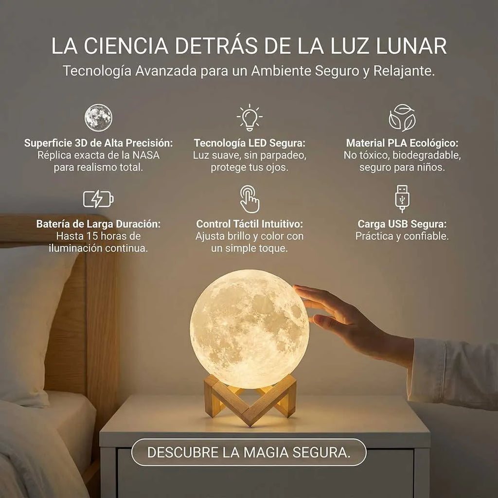 Lámpara Luna 3D con Control Remoto – Ilumina tus noches con magia y estilo