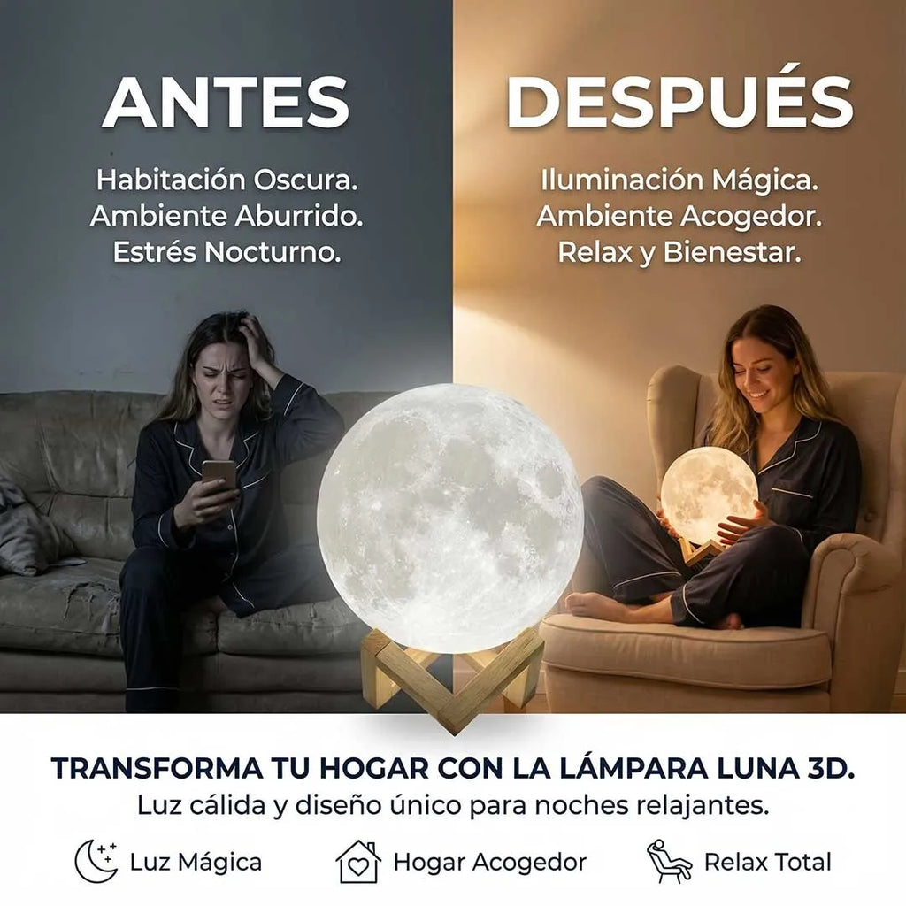 Lámpara Luna 3D con Control Remoto – Ilumina tus noches con magia y estilo