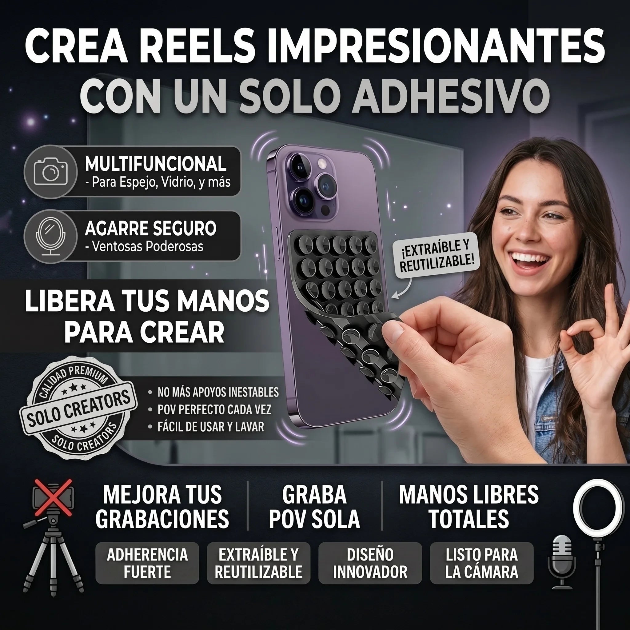 Soporte para Celular con Doble Ventosa