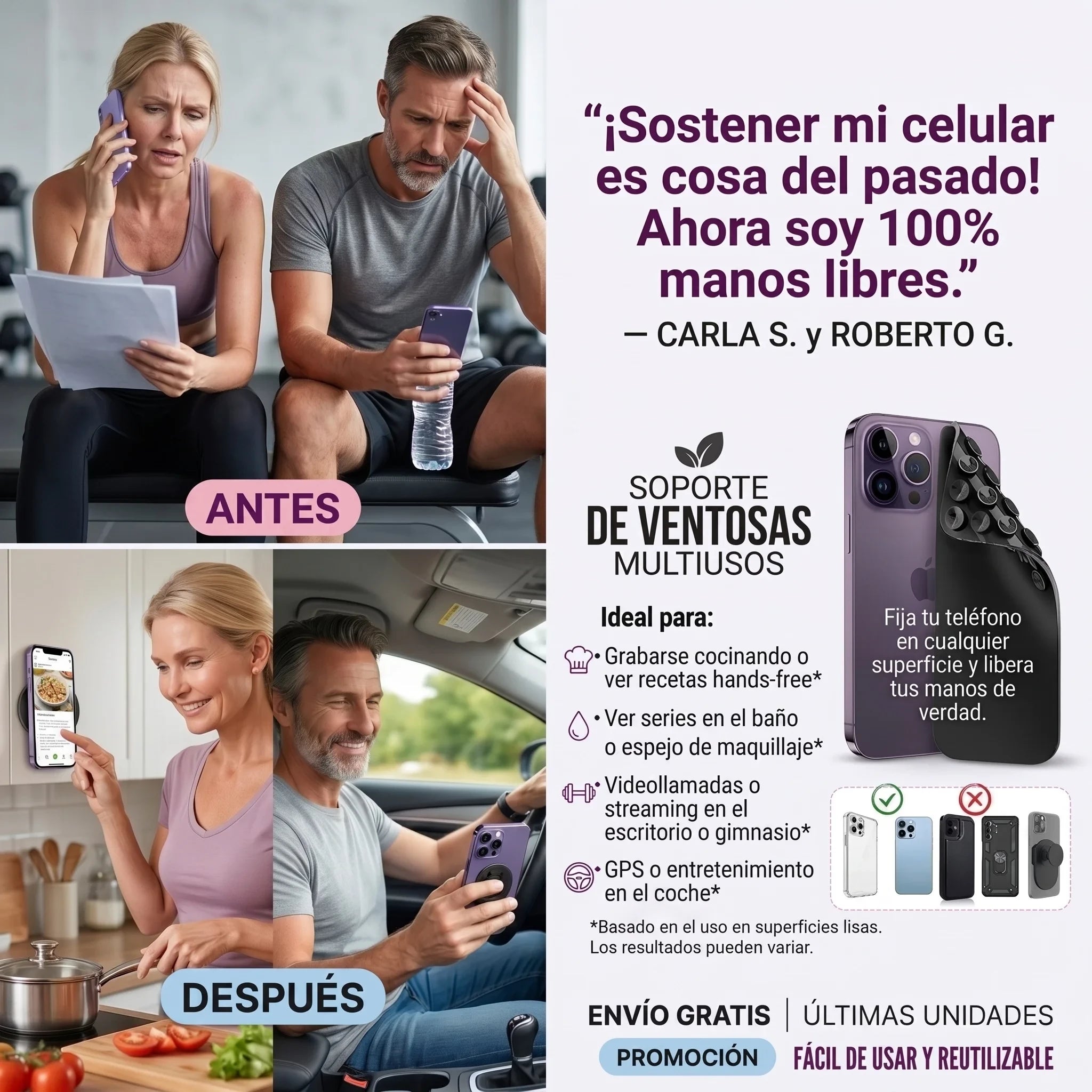 Soporte para Celular con Doble Ventosa